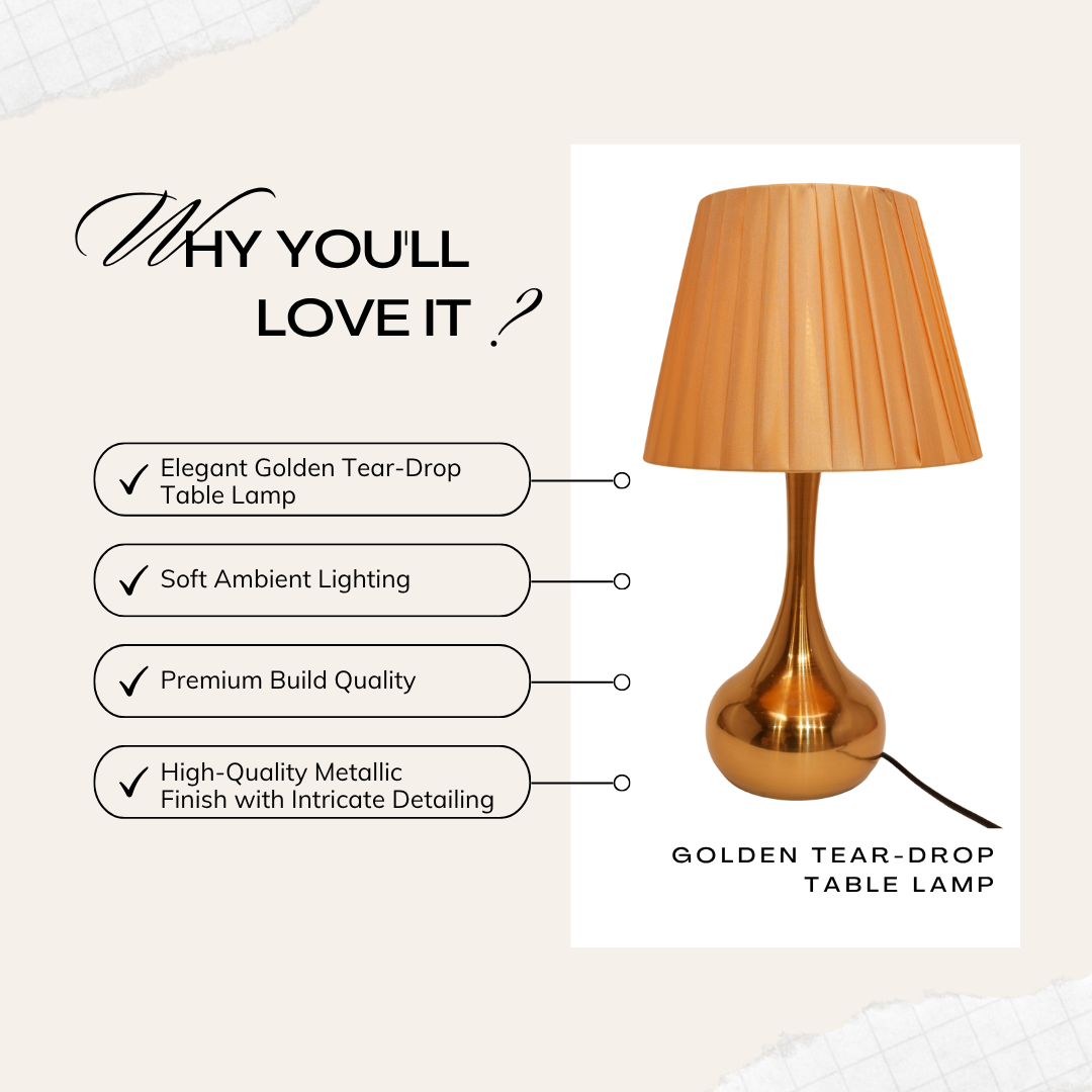 Golden Tear-Drop Table Lamp