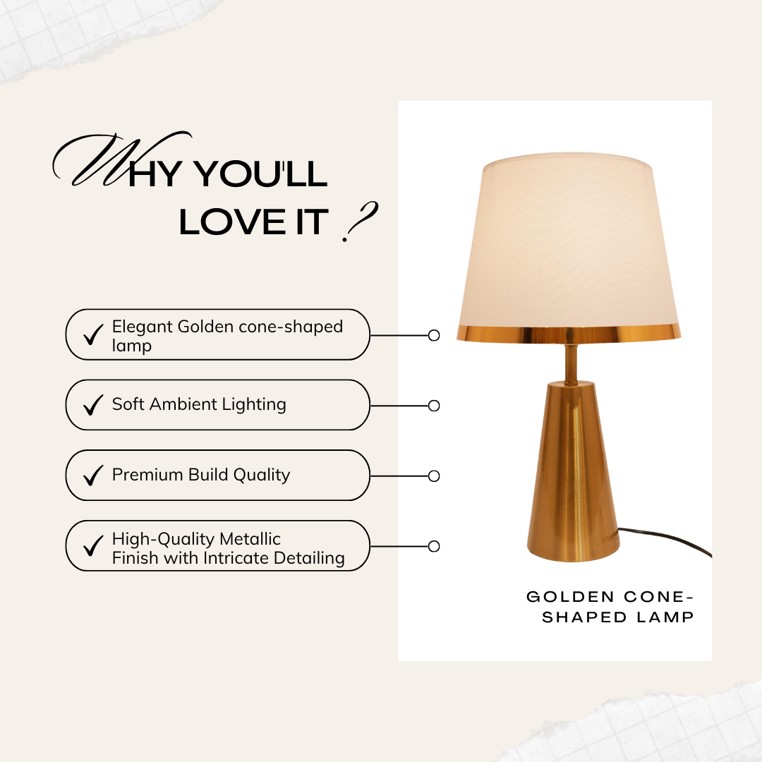Golden cone-shaped lamp