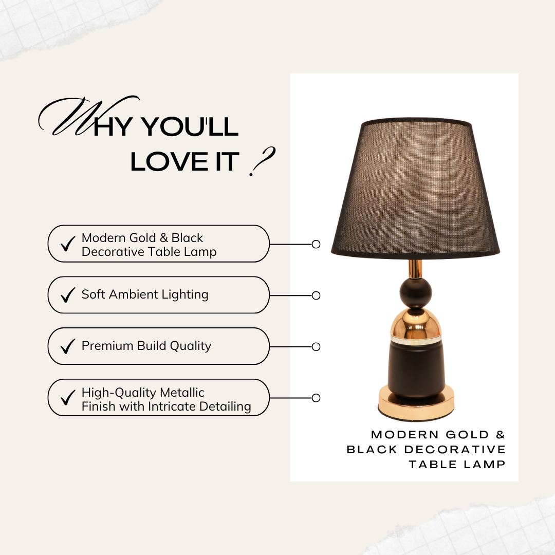 Modern Gold & Black Decorative Table Lamp