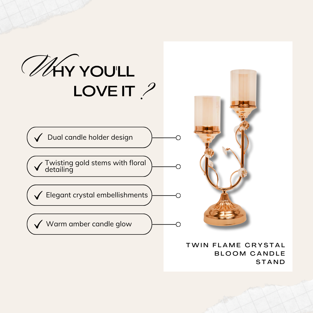 Twin Flame Crystal Bloom Candle Stand