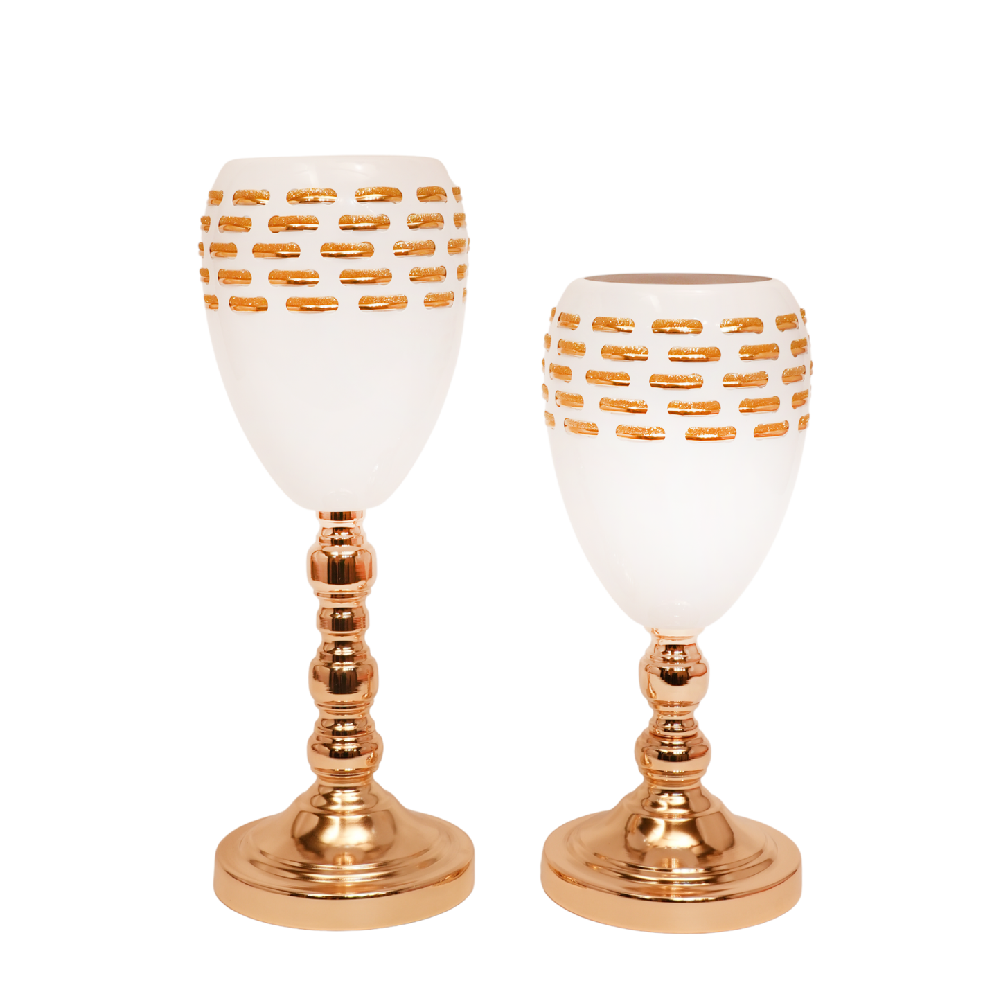 Regal Ivory & Gold Goblet Stand - Set of 3