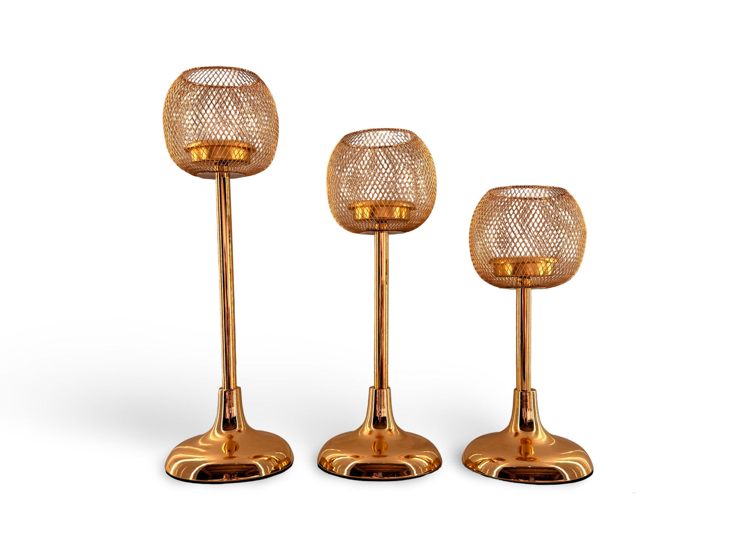 Mesh Flame Trio Candle Holders – Set of 3