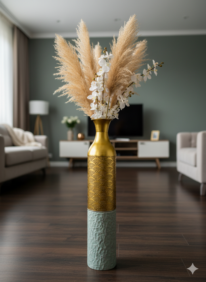 Antique Blue & Gold Dual Vase Set