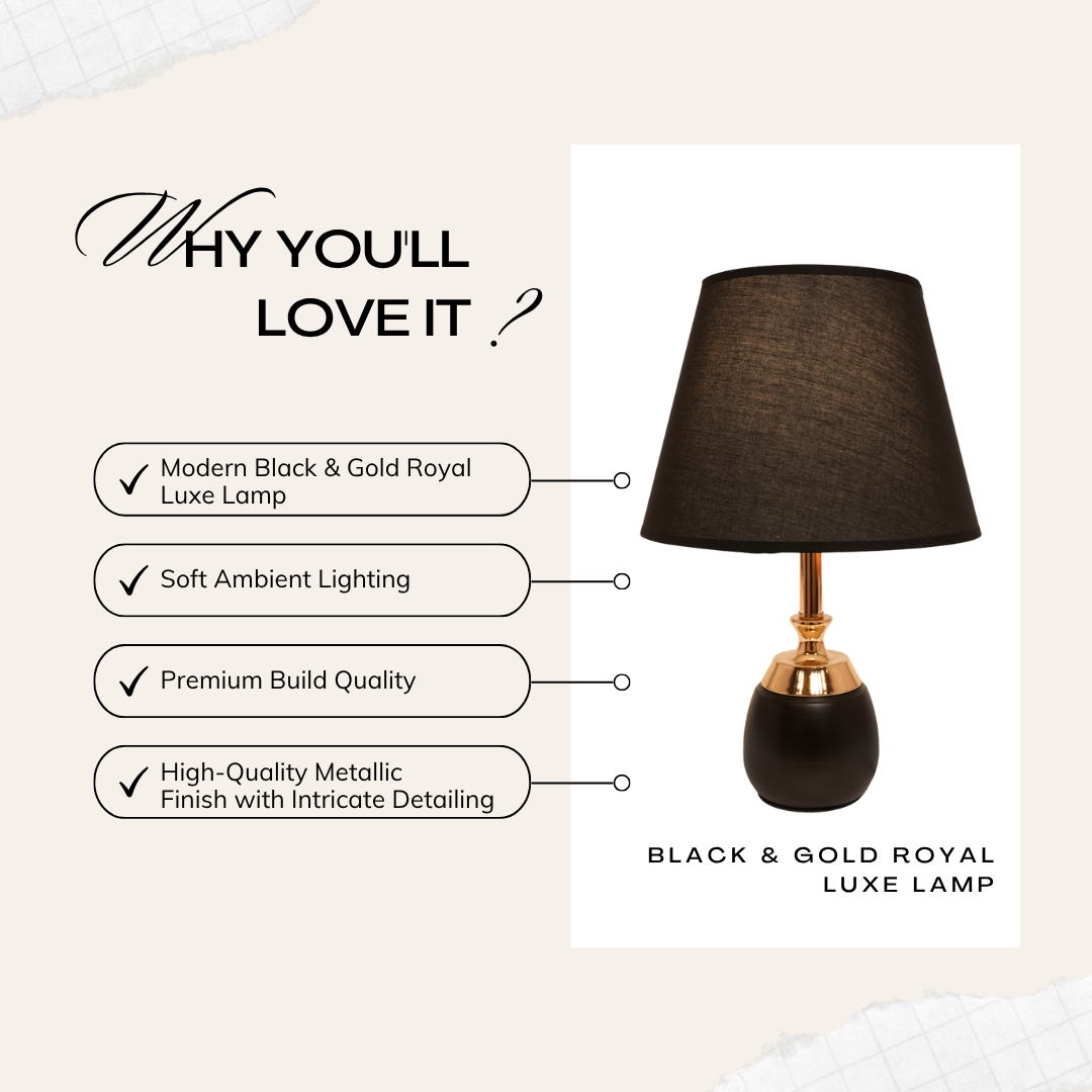 Elegant Black & Gold Decorative Table Lamp