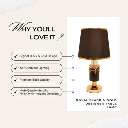 Royal Black & Gold Designer Table Lamp