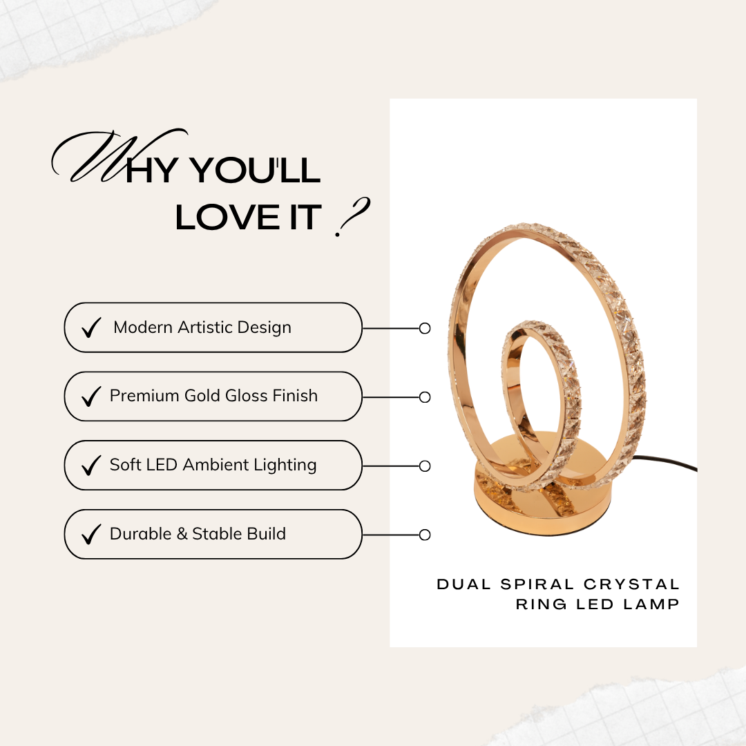 Dual Spiral Crystal Ring Lamp