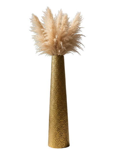 Golden Textured Conical Metal Vase