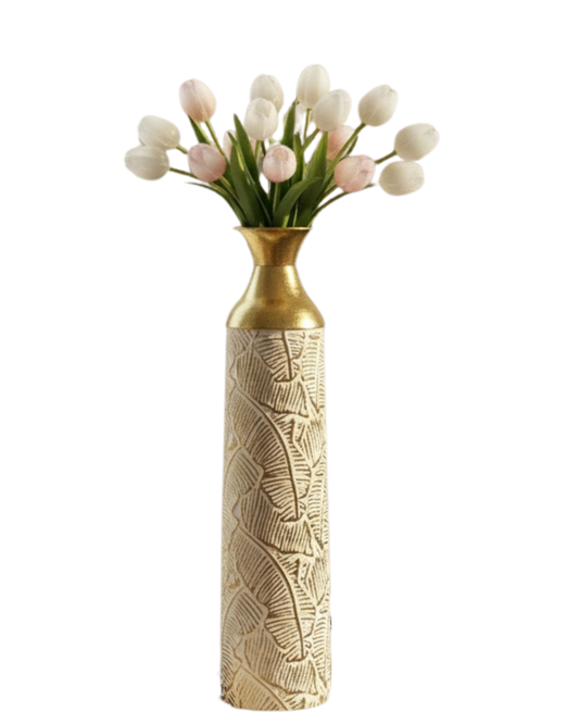 Regal Leaf Embossed Decorative Floor Vase
