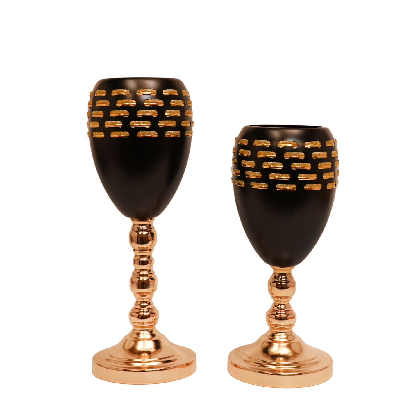 Royal Noir Gold Goblet Stand - Set of 3