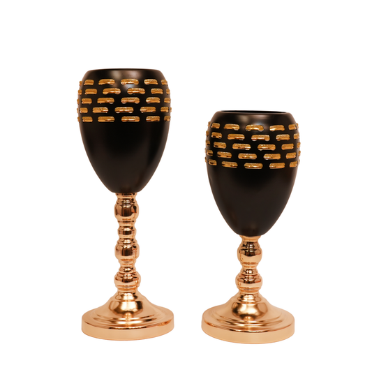 Royal Noir Gold Goblet Stand - Set of 3