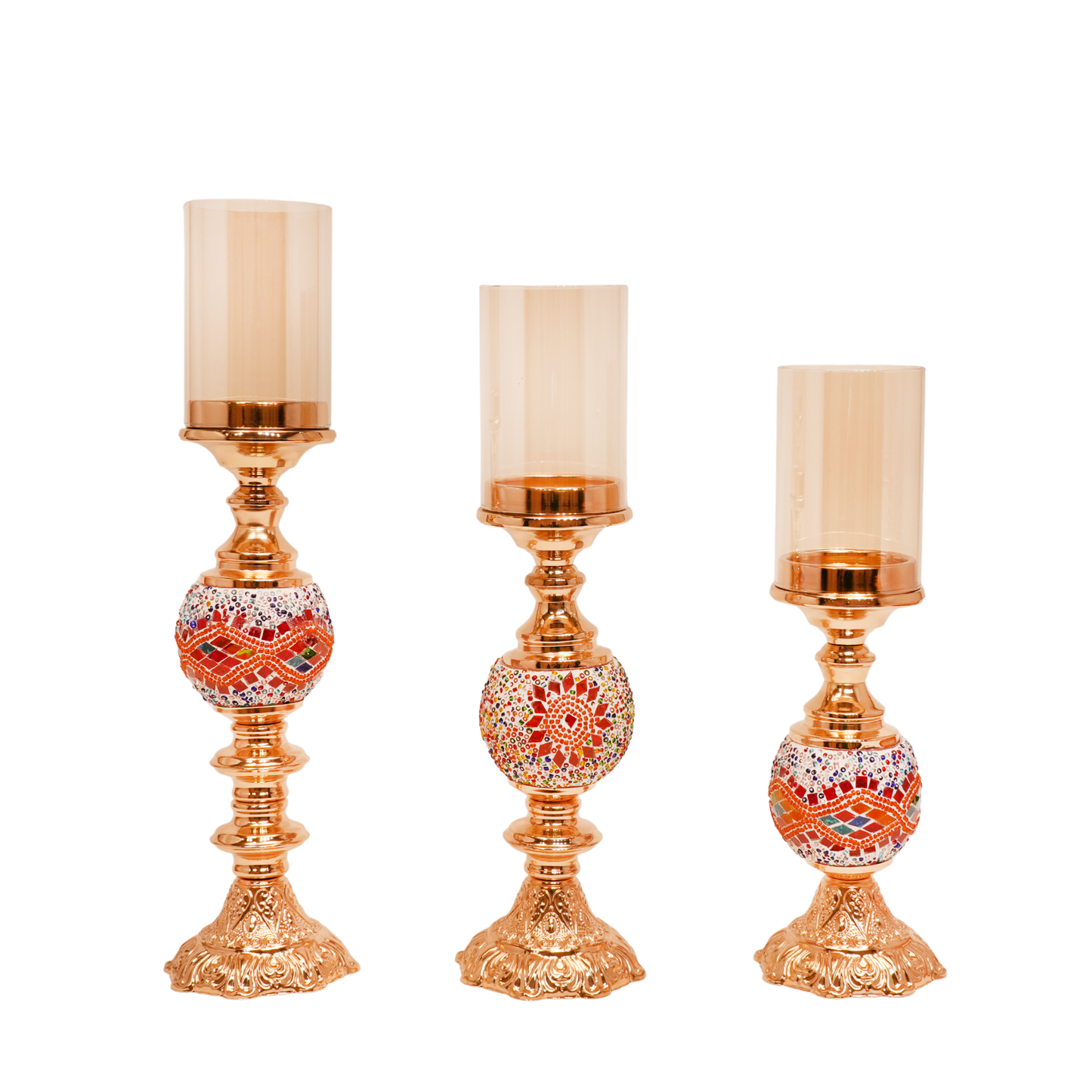 Mosaic Floral Candle Holder - Set of 3