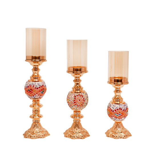 Mosaic Floral Candle Holder - Set of 3