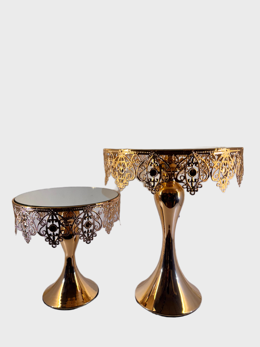 Ornate Gold Cake Stand Set - (S, M)