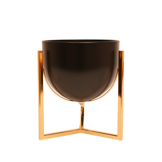 Matte Black Planter with Gold Stand - Set of 2 (S, M)