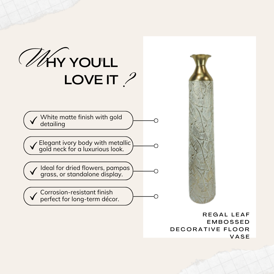 Regal Leaf Embossed Decorative Floor Vase