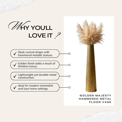 Golden Textured Conical Metal Vase