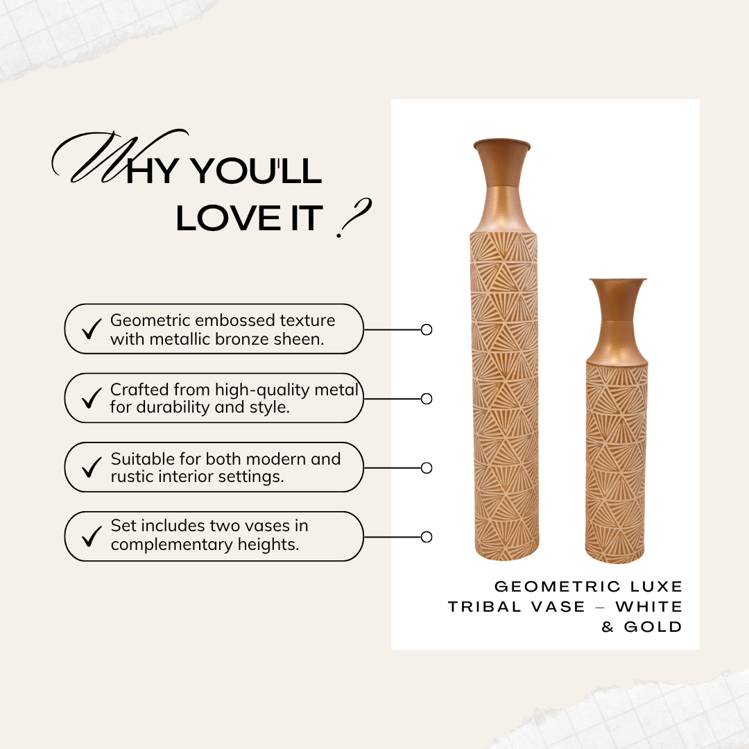 Bronze Geometric Textured Metal Vases