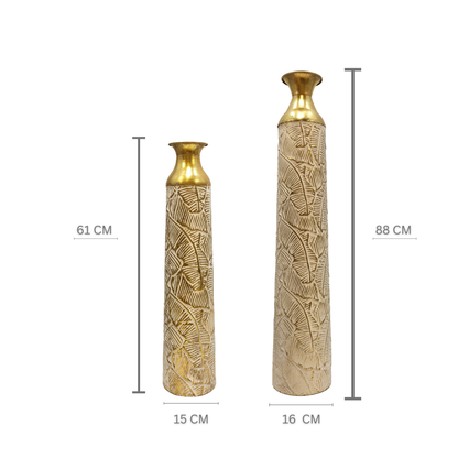 Regal Leaf Embossed Decorative Floor Vase