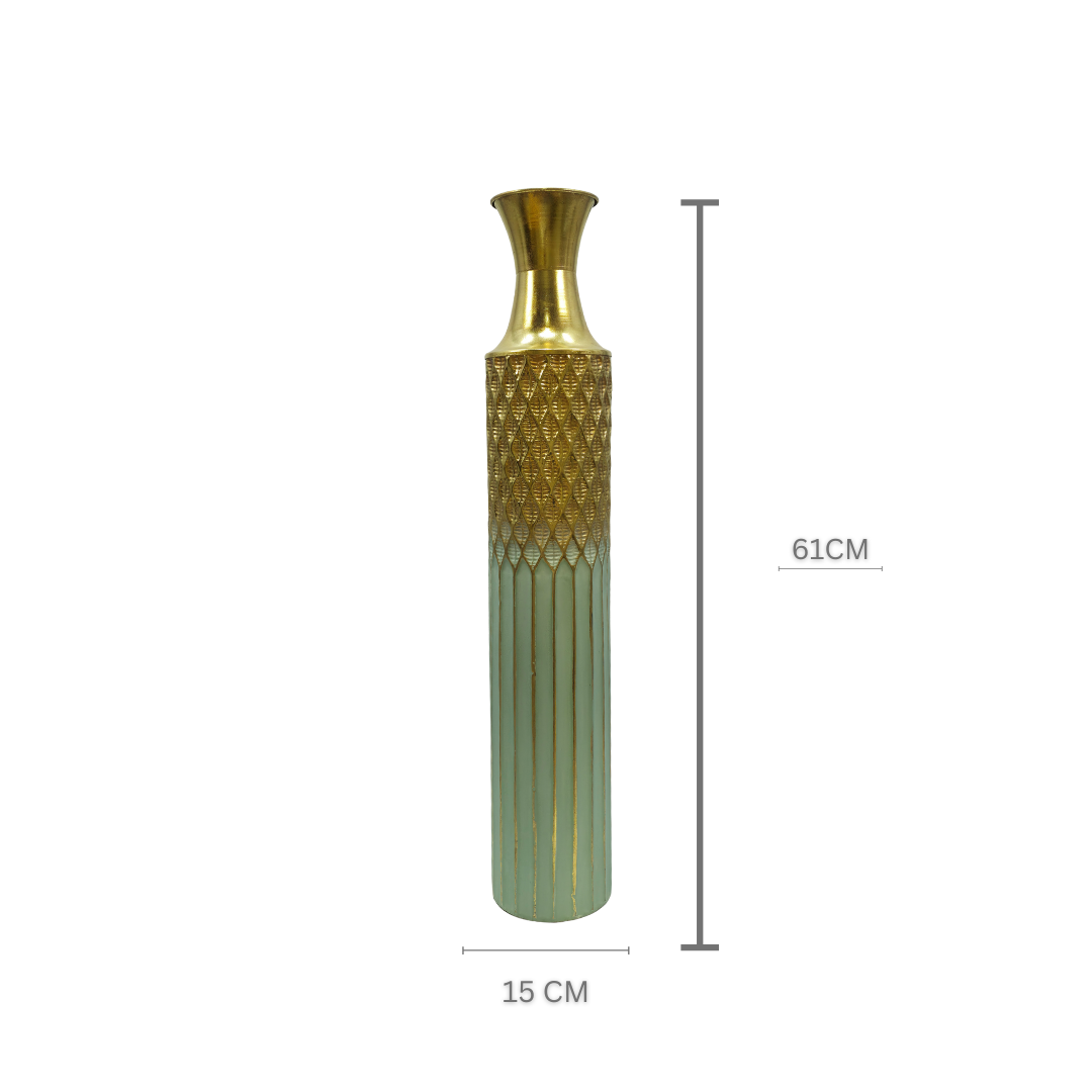Modern Regal Diamond Vase – Mint & Gold