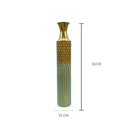 Modern Regal Diamond Vase – Mint & Gold