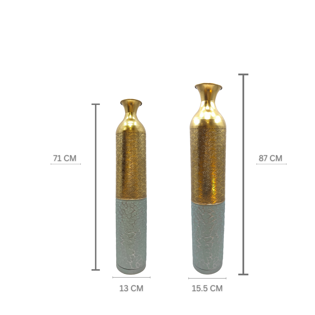 Antique Blue & Gold Dual Vase Set