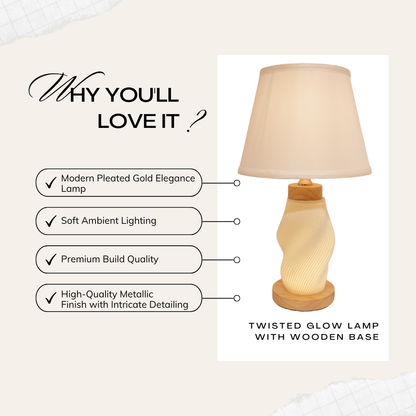 Twisted Glow Lamp with Wooden Base