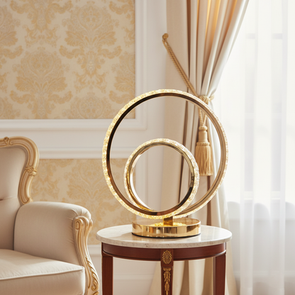 Dual Spiral Crystal Ring Lamp