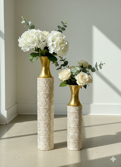 Bronze Geometric Textured Metal Vases