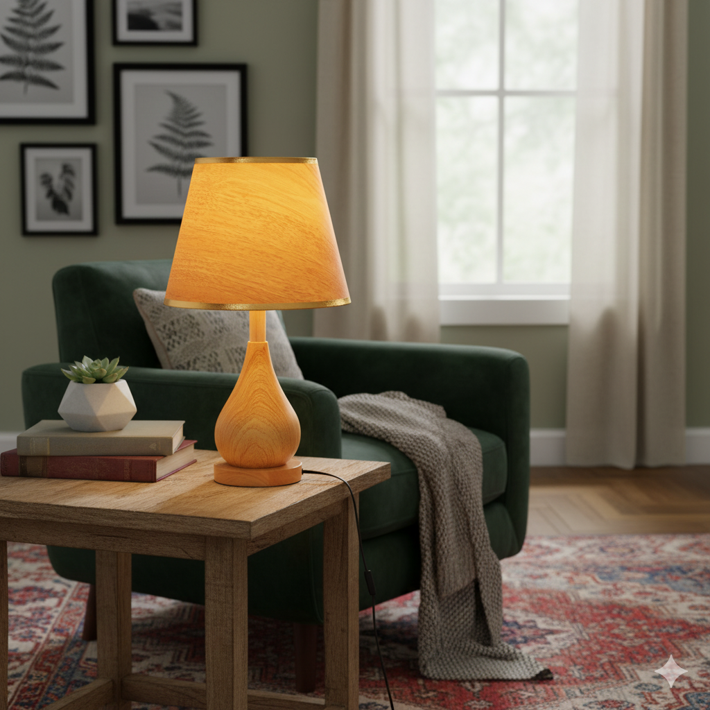 Wooden Teardrop Lamp