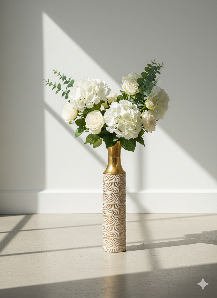 Bronze Geometric Textured Metal Vases