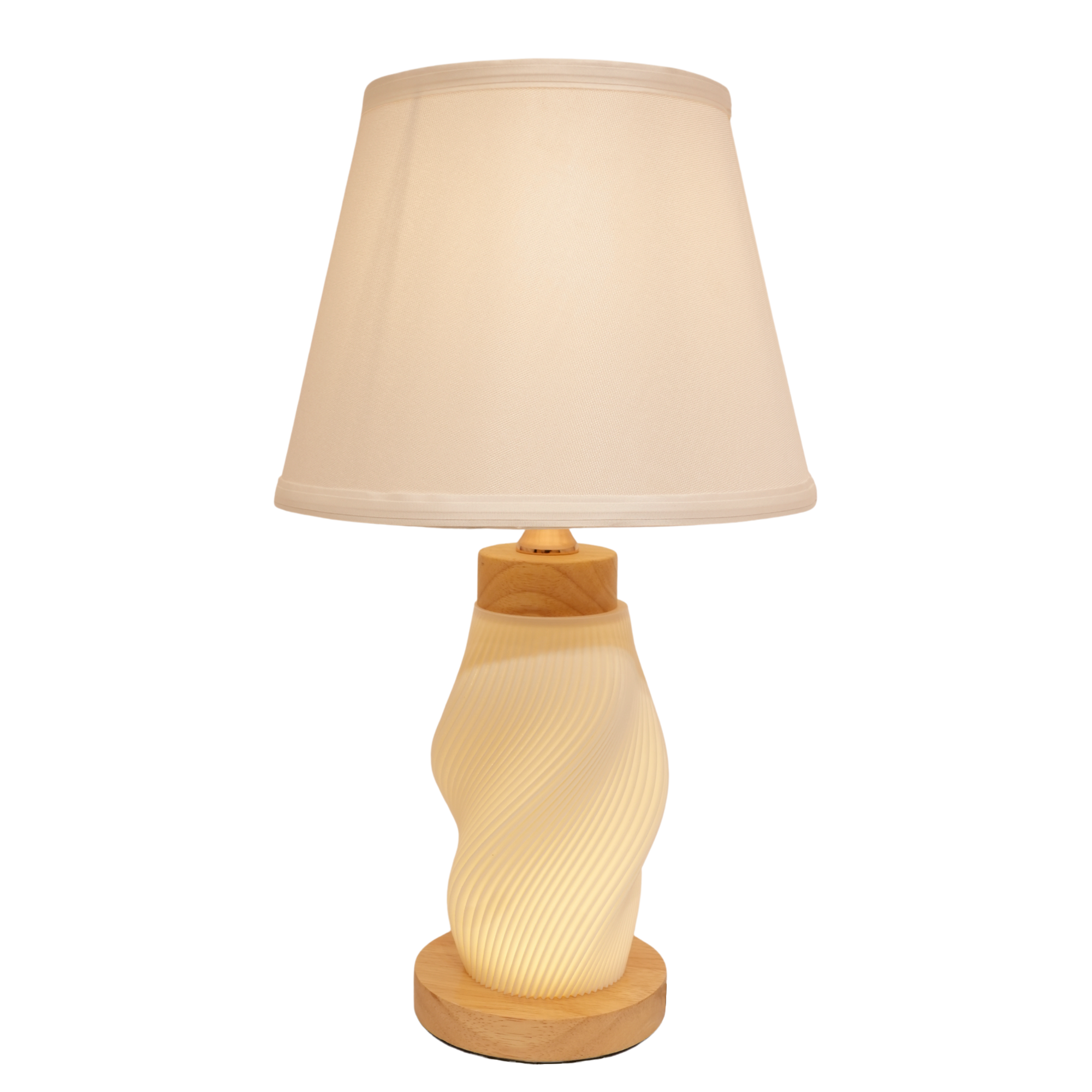 Twisted Glow Lamp with Wooden Base