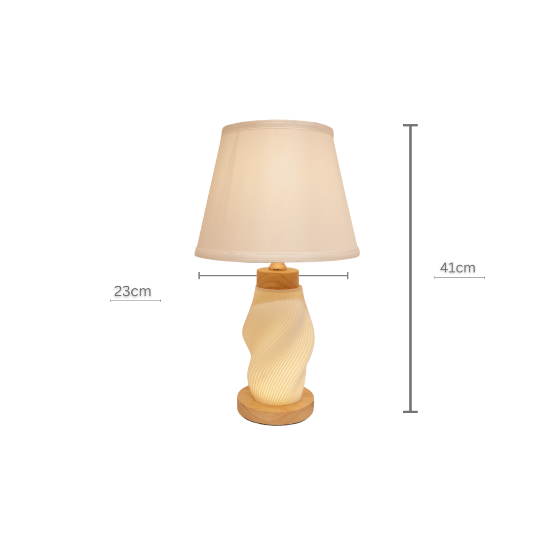 Twisted Glow Lamp with Wooden Base