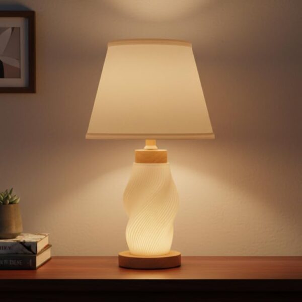 Spiral Wood Table Lamp