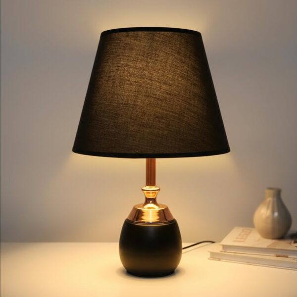 Handcrafted Fabric Black Table Lamp