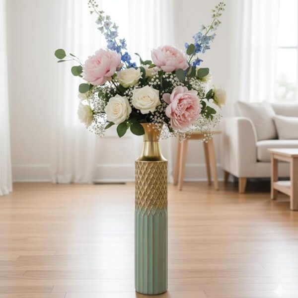 Blue Gold Diamond Floor Vase
