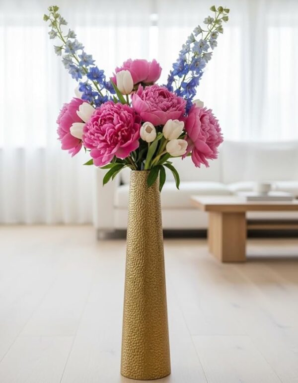 Golden Hammered Floor Vase