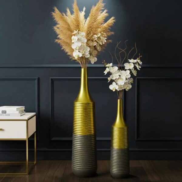 Modern Metallic Gold & Charcoal Vase