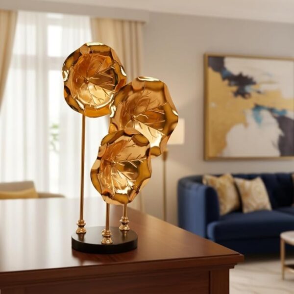 Golden Leaf Disc Metal Table Decor